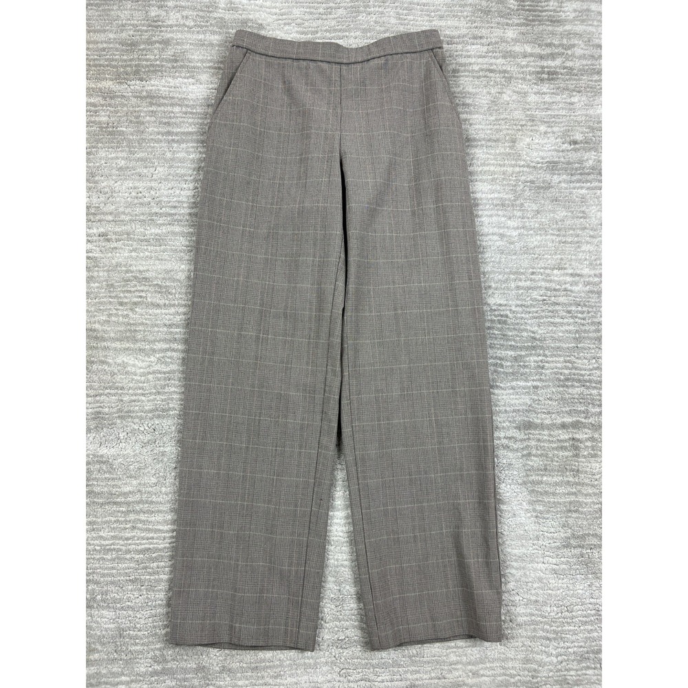 Kim Rogers Pants Womens 6P Brown Glen Plaid Straight Leg Elastic Back Petite